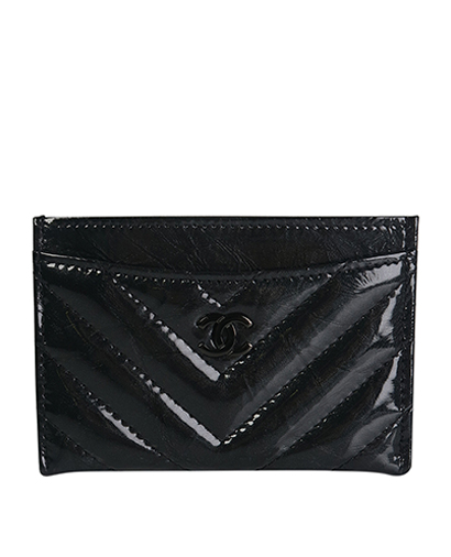 Chanel Crumpled Chevron Card Holder, front view